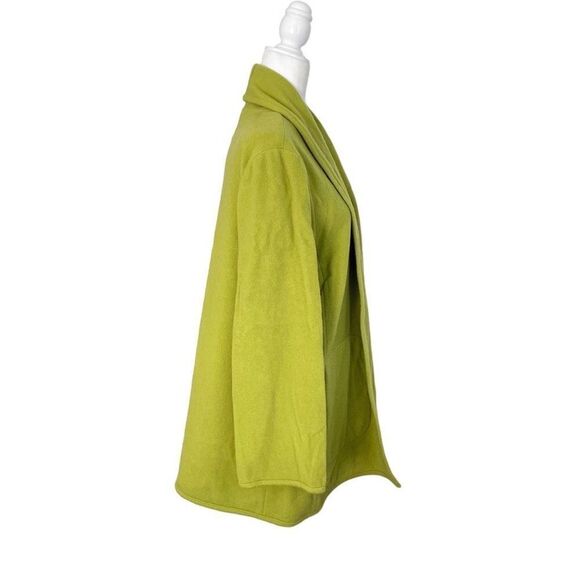 Eileen Fisher Chartreuse Green Wool Coat Open Front Size Medium - Picture 3 of 6